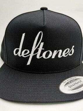Deftones Embroidered Script Logo Snapback Flatbill Hat nu-metal alternative rock